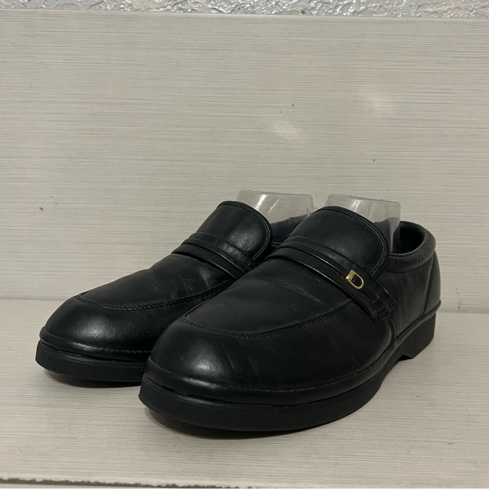 E.Z. Strider Men's Sz 10W Faux Leather Slip on Cushion Casual Loafer Black Shoes